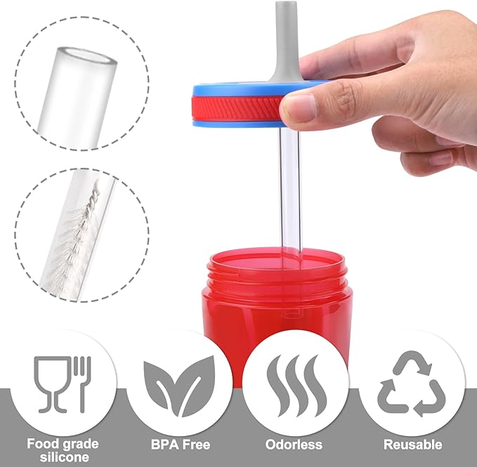 XANGNIER Replacement Straws and Bite Valve Compatible with Zak Designs Kelso 15 oz Tumbler Water Bottle,4 Pcs Reusable Silicone Straws with Cleaning Brush for Zak Designs Kelso 12 oz Cups