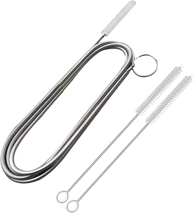 61 Inch Long Drain Brush Hose Flexible Feeding Tube and Pipe Cleaning Brush with 2 PCS 7.9 Inch Straw Brush