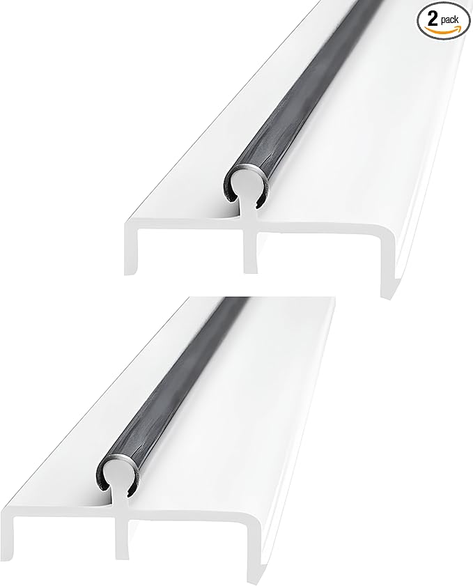 KC Hardware Sliding Door Double Track Replacement 60 Inch White Vinyl Modern Patio Door Track - Pack of 2