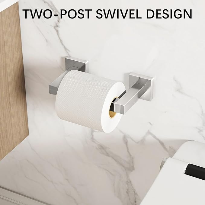 Toilet Paper Holder Wall Mounted Post Pivoting Square Tissue Holders Roll Holder Hangers for Bathroom Commercial Toilet Paper Dispenser, Brushed Nickel