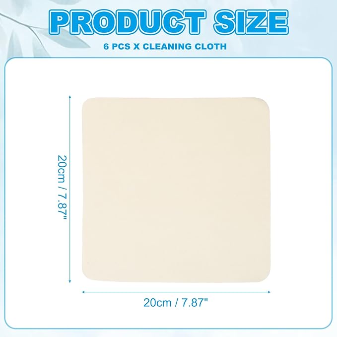 PATIKIL Glasses Cleaning Cloth 7.9" x 7.9", 6 Pcs Microfiber Eyeglasses Cleaner Cloths Soft Suede Wipe Screen for Camera Len Eyeglass Screens Phones Smart Devices, Beige