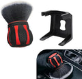 Detail Cleaning Brush with Storage Holder, Spherical Soft Bristle Dashboard Air Conditioning Air Vent Interior Crevice Brush, Non-Slip Handle Multi-Functional Accessory (Red)