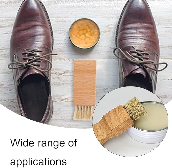 2 Pcs Shoe Polish Applicator Brushes Small Shoe Cleaning Brushes Wooden Handle Shine Shoes Brushes for Leather Boots Shoes Bags