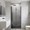 Frameless Bi-Fold Shower Door 34" W x 72" H, 1/4" Clear Tempered Glass, Folding Swing Design, Reversible Installation, Black Finish, Space-Saving Glass Shower Door for Small Bathrooms