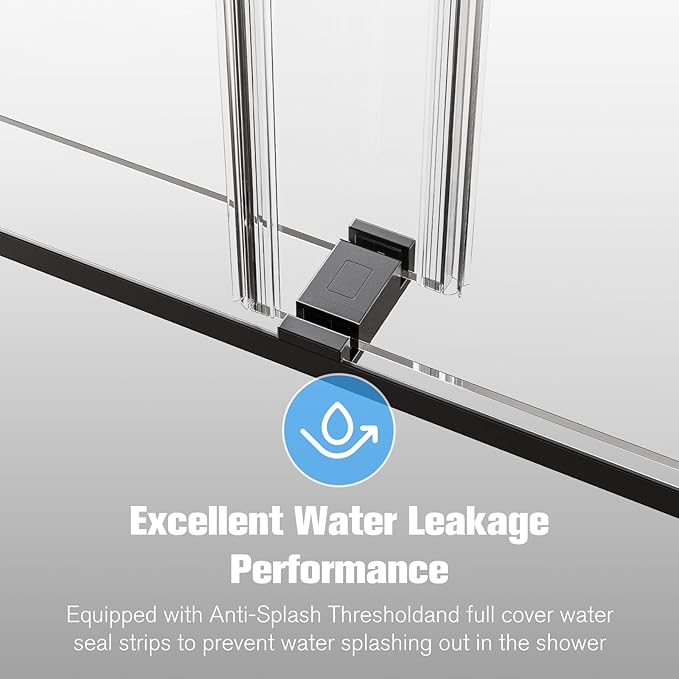 68-72" W x 76" H Frameless Double Sliding Shower Door w/Soft-Close, Bathroom Glass Doors with 3/8" (10mm) SGCC Tempered Glass & Stainless Steel Handle, Reversible Installation, Matte Black