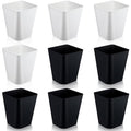 Hoolerry 9 Pieces Garbage Can 2 Gallon Small Trash Cans Bulk Bathroom Trash Bin Plastic Wastebasket Square for Bedroom Slim Bathroom Trashcan Small Container for Kitchen Office Home (Black,White)