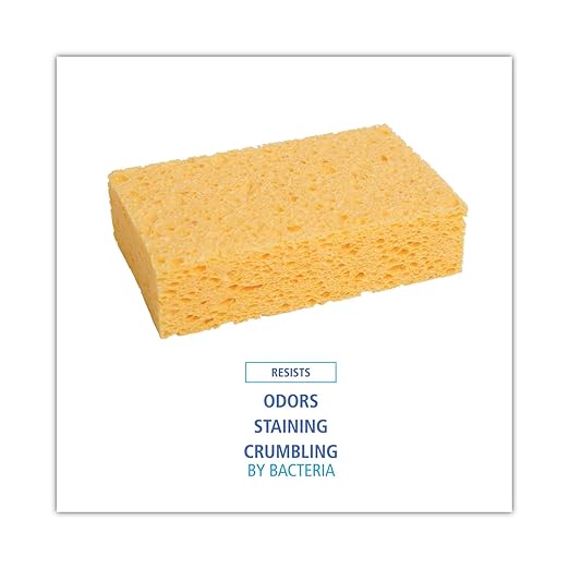 Boardwalk Medium Cellulose Sponge, 3.67 X 6.08, 1.55" Thick, Yellow, 24/carton
