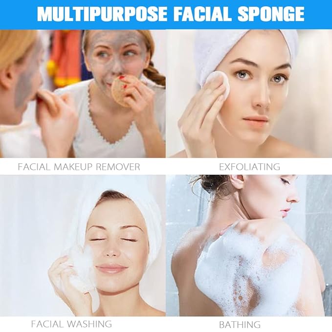 Facial Sponge Compressed,60 Pcs PVA Professional Makeup Removal Wash Round Face Sponges Spa Pads Exfoliating Cleansing for Women,Orange