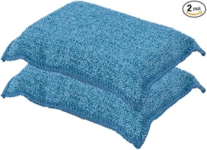 Miracle Microfiber Scrubbing Sponge, Blue Extra Scrubbing Power Sponge for Kitchen, Sink, Pot, Pan and Dish Washing, Super Absorbent and Rapid Drying 2-Pack