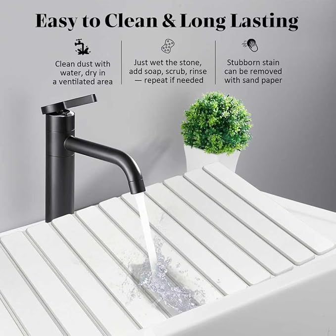 Extral Large Stone Dish Drying Mats for Kitchen Counter, 28"(L)×16"(W) Quick Dry Dish Drying Mat, Collapsible Eco-Friendly Absorbent Diatomaceous Earth Mat for Dishes Cups, Match Any Countertop