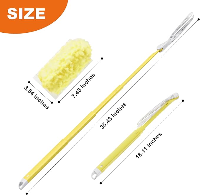 JOYMOOP Scented Telescopic Duster kit, 3FT Extendable Handle (Yellow) + 4 Yellow Refill Heads – Easy Cleaning for Ceilings, Ceiling Fans, Blinds, Vents & Shelves