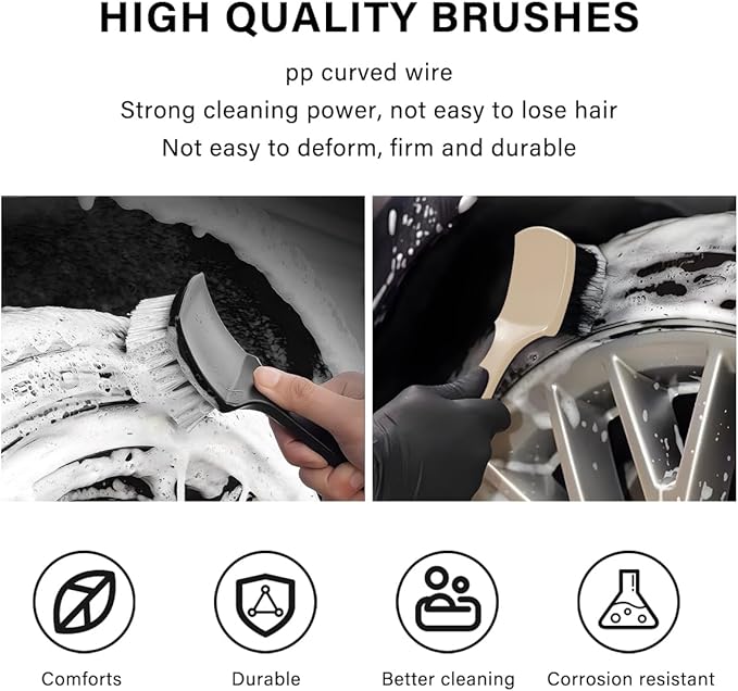 Car Carpet Cleaning Brush, Wheel Hub Scrub Brush Floor Mat Cleaning Brush with Stiff Bristle, Tire Carpet Srubber Upholstery Detailing Brush for Car Interior Home Cleaning (Khaki)