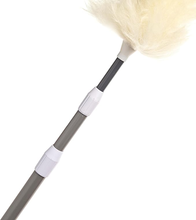 Unger Commercial StarDuster Lambswool Duster with Telescopic Handle - Extends 30 to 60" for High-Reach Dusting - Flexible, Chemical-Free Cleaning Tool for Ceilings, Vents & Fixtures - LWDUR