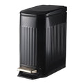 Slim Bathroom Trash Can Foot-Operated Stainless Steel Garbage Can with Soft Close Lid Step Trash Bin with Removable Inner Bucket for Bedroom, Office, Kitchen (Matt Black, 1.8 Gallons)