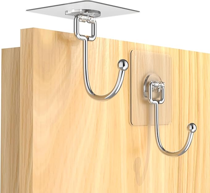 Large Adhesive Hooks 24-Pack, Heavy Duty 44lb(Max) Wall Hooks for Bathroom, Outdoor, Strong Self-Adhesive Towel & Coat Hooks, Waterproof Transparent Utility Hooks for Home Improvement