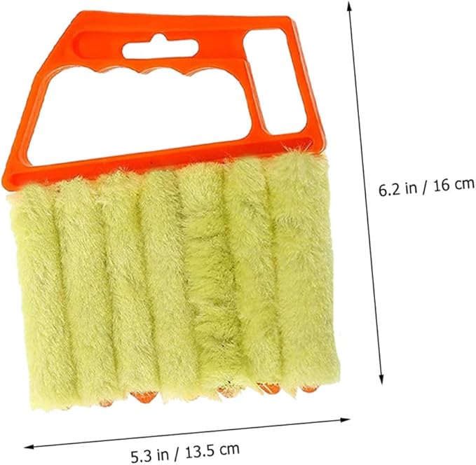 7-Finger Blinds Cleaning Brush and 3-Finger Window Shutter Brush 2pcs, Handheld Dusting Tool for Home Window and Air Conditioner Vent Cleaning, Orange and Green