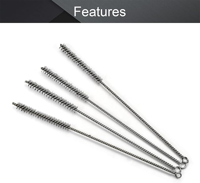 Utoolmart Wire Tube Brushes, Stainless Steel Spiral Power Bottle Brush, Long-Handle Bristle Pipe Cleaning Tool, 0.5" Diameter 12" Length for Auto Parts, Bottles, Tubes, Keyboards,Glass, 5pcs