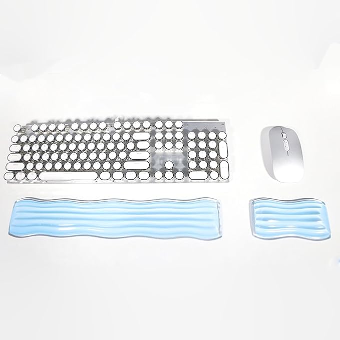 Wrist Rest for Keyboard and Mouse, Ergonomic Gel Keyboard Wrist Rest for Effortless Typing & Pain Relief, Cool Silicone Gel Wrist Support Pad for Gaming, Computers, Laptops, Office Blue