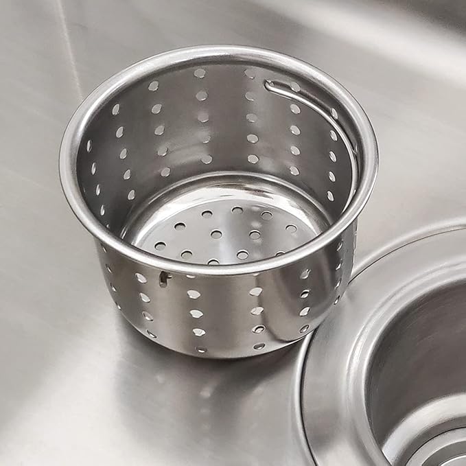 Kitchen Sink Drain Basket Only, 3-inch Basket for Kitchen Sink Strainer Replacement, Deep Cup with Handle, SUS 304 Stainless Steel