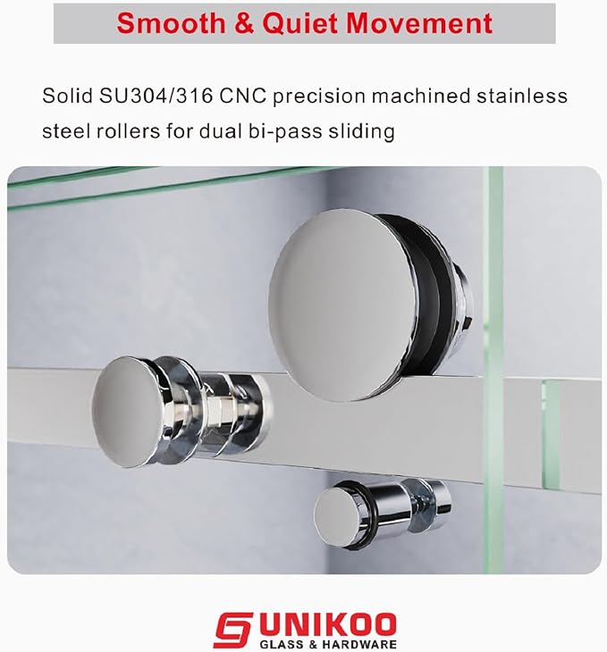 3/8" (10mm) Sliding Glass Shower Door, 66-72" W x 80" H Frameless Bathroom Door with Easy-Cleaning Coating,Bright Chrome