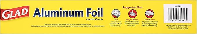 Glad Aluminum Foil Value Size, 200 Sq-Ft | Multiuse Foil for Ultimate Food Protection | Glad Aluminum Foil for Grilling, Roasting, Baking | Accessories for all Cooking Needs
