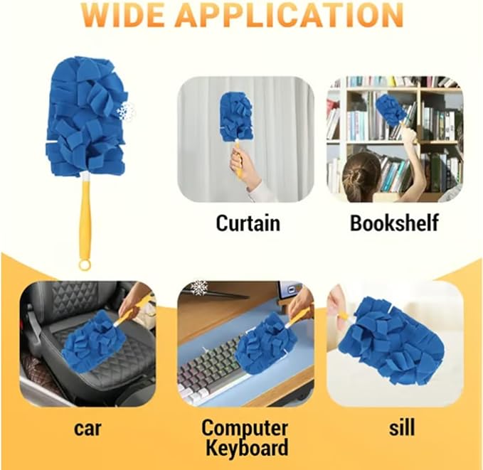 6 Pack 360° Electrostatic Duster Refills Compatible with Swiffer Hand Duster, Reusable & Washable Heavy Duty Duster Pads for Dust, Hair, Furniture, Blinds & Ceiling Fans, (Handle Included) (12 Pack)