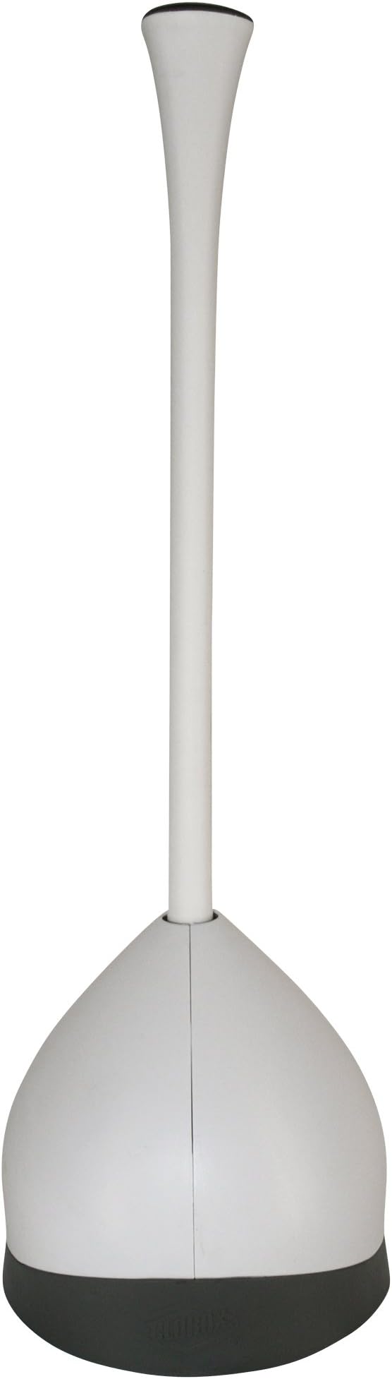 Clorox Toilet Plunger with Hideaway Holder Caddy Heavy-Duty Compact Design with Non-Skid Rubber Base for Bathroom Convenient Storage Toilet Unclogger, 6.5x19.5-Inch, White