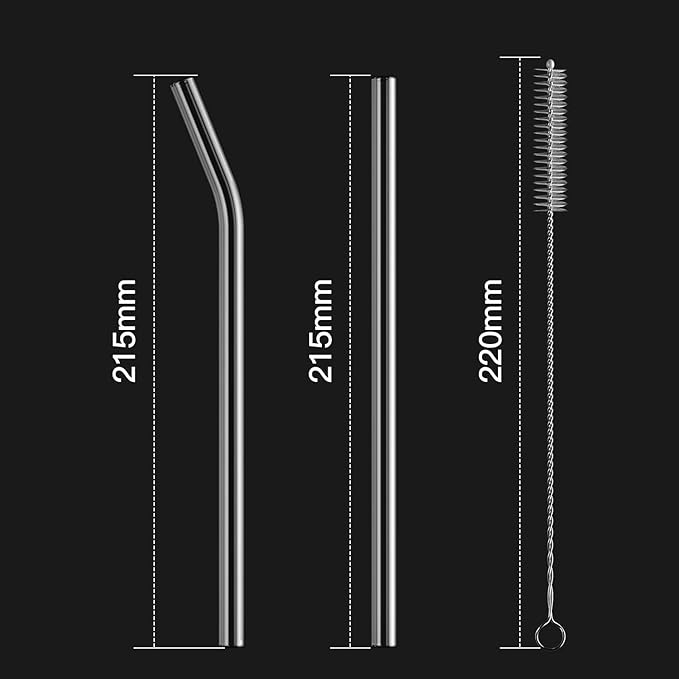 10-Pack Reusable Glass Straw,Size 8.5''x10 MM,Including 5 Straight and 5 Bent with 2 Cleaning Brush- Perfect For Smoothies, Tea, Juice