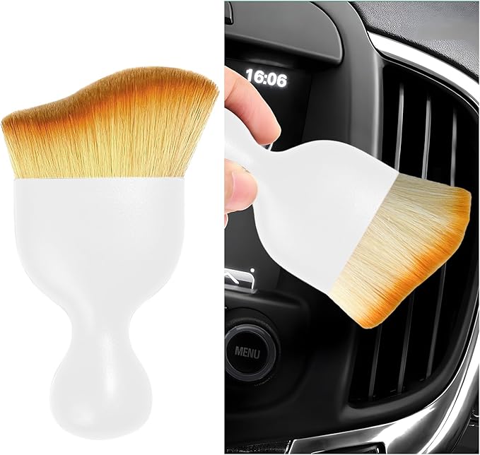 Car Interior Dust Brush, Soft Scratch Free Auto Detailing Brushes, Universal Vehicle Interior Cleaning Tool for Automotive Dashboard, Air Vents, Leather(White)
