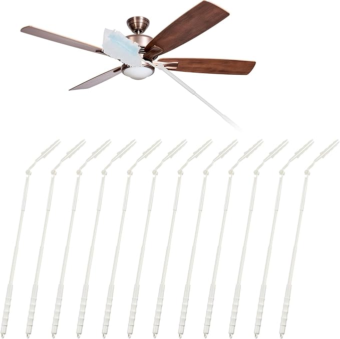 12 Pcs 3 ft Replacement Handles Compatible with Swiffer Duster Refill, Extended Handle, Removal Duty, Adjustable Length for Home Fan Window Cleaning (White)