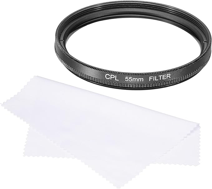 MECCANIXITY 55mm Circular Polarizer Filter, Double Sided Multi-Layer Coatings Polarizing Filter with Cleaning Cloth for Camera Lens