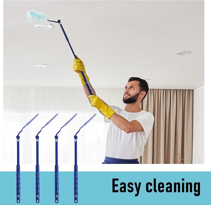 8 Pcs 3 ft Replacement Handles Compatible with Swiffer Duster Refill, Extended Handle, Removal Duty, Adjustable Length for Home Fan Window Cleaning (Blue)