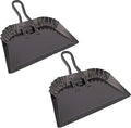 Edward Tools Black Metal Dustpan 12” - Heavy Duty Powder Coated Steel Does not chip or Bend - Precision Edge for Small Item Sweeping - Loop Handle for Comfort/Hanging (2)
