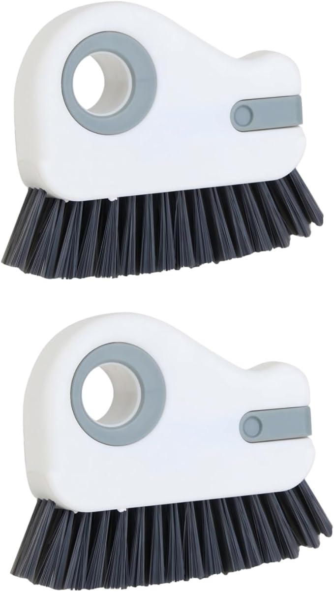2 in 1 Groove Cleaning Brush Window Track Cleaning Tools, Deep Clean Scratch-Free Brush for Sliding Door/Shower Door Tracks Household Narrow Gaps(2-Pack, Gray)