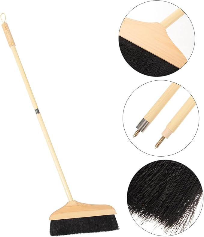minkissy Indoor Floor Broom Soft Bristle Push Broom Heavy Duty for Carpet Sweeping