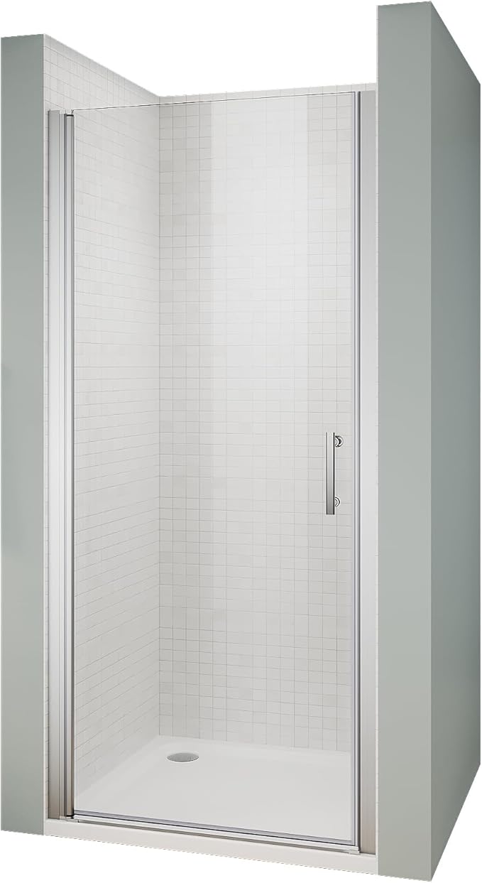Glass Shower Door 33.5-35" W x 72" H, UCALAFEE Frameless Pivot Swing Door with 1/4" (6mm) SGCC Clear Tempered Glass, Waterproof Seal, Easy Clean & Anti-Fog Coating, Reversible Installation, Silver