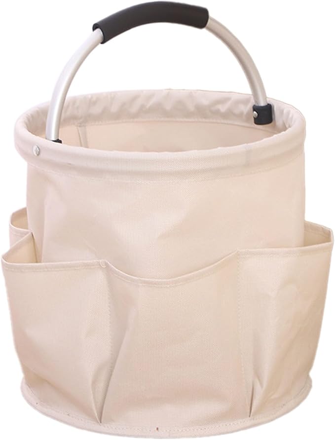 Professional Cleaning Caddy Organizer - 11" Wearable Cleaning Supply Bag with Adjustable Shoulder Strap & Handle - Housekeeper Essentials Organizer for Detailing Tools & Supplies (White)
