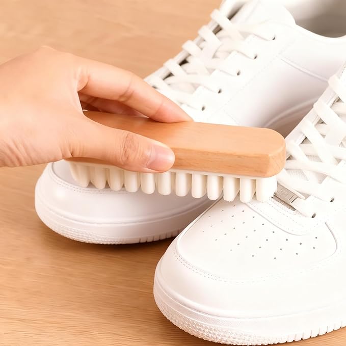 2-in-1 Suede Brush and Eraser,Soft Rubber Shoe Brush & Suede Shoe Cleaner,for Cleaning Shoes, Boots, Bags, Jackets & Purses,with Wooden Handle for Effective Stain Removal (2pcs)