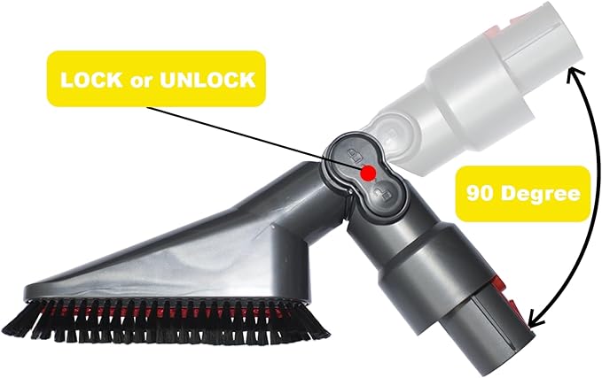Replacement Vacuum Attachments for Dyson V7 V8 V10 V11 V15 Ideal for Cleaning Vents, Ceiling Fans, Top of Furniture & Car Detailing - Household Cleaning Kit (Soft Dust Brush with Adjustable Angle)