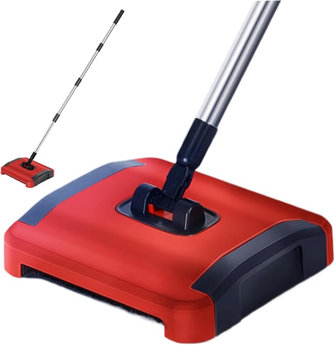 Carpet Sweeper Manual 3 Rolling Brushes Floor Sweeper Carpet Brush with Wheels and Large Waste Bin 43inch Detachable Cleaner for Pet Hair Dust Debris