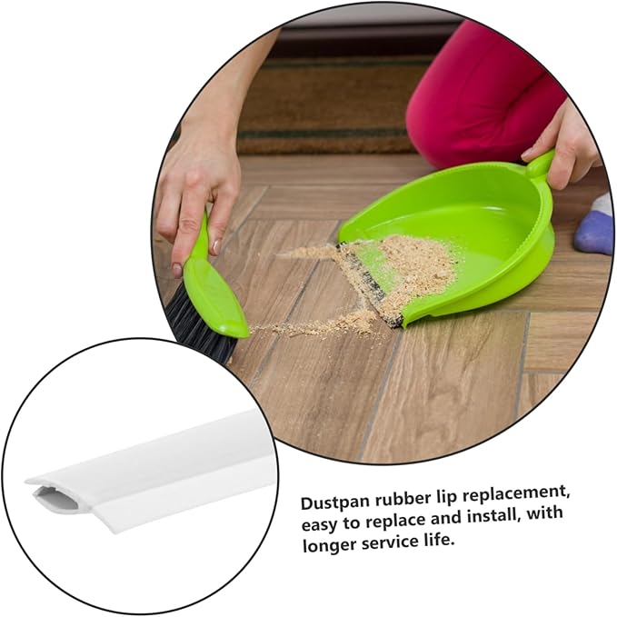 FRCOLOR 4pcs Rubber Dustpan Lip Replacement and Edge Strip Grey Broom Accessory for Cleaning