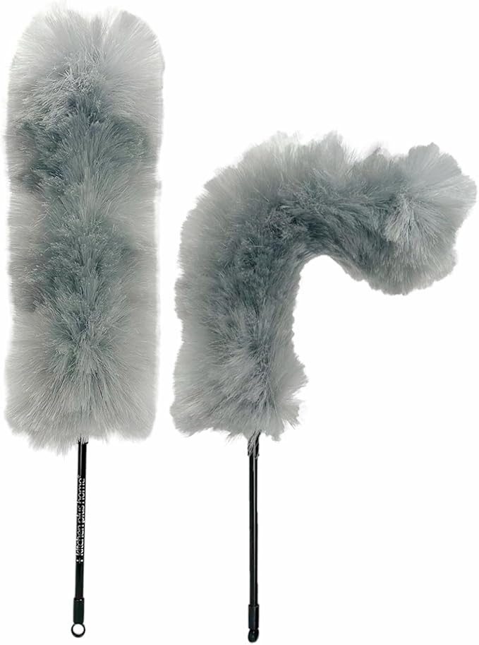 Kitchen + Home Large Static Duster - 27" Synthetic Feather Duster - Silver