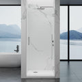 Framelss Hinged Shower Door, 32" W x 76" H Single Swing Pivot Shower Door, 3/8" (10mm) Tempered Glass with Nano Coating, Stainless Handle, Glass Door for Walk-in Shower - Bright Chrome