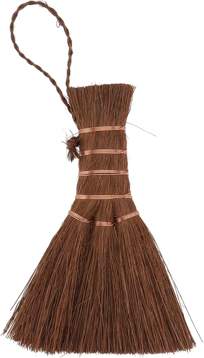 Mini Palm Whisk Broom for Tea Ceremony Small Soft Bristle Cleaning Brush with Hanging Rope Practical Natural Straw Brush for Home Kitchen Table Cleaning 5.51X3.14X1.96 Inches