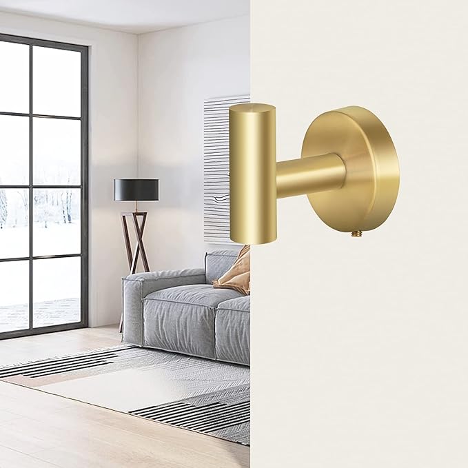 Towel Hooks, SUS 304 Stainless Steel Hooks, Heavy Duty Door Hanger Towel Robe Clothes Cabinet Closet Sponges Hook for Bathroom Kitchen Garage Gotel (Gold, 2 Pcs)