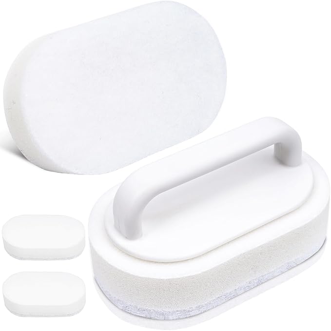 Thickened Handheld Scrub Pad for Hot Tubs, Spas & Pools, Non-Scratch Replaceable Scouring Pads for Tile Cleaning, 2 Pack