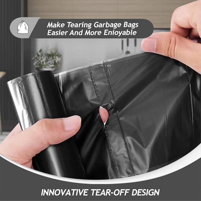 4 Gallon 300 Counts Strong Trash Bags Garbage Bags by Teivio, Bathroom Trash Can Bin Liners, Small Plastic Bags for home office kitchen, Black