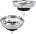 2 PCS Kitchen Sink Strainer and Stopper Combo Basket Replacement for Standard 3-1/2 inch Drain,Stainless Steel Basket with Rubber Stopper Bottom