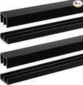 Landical 2 Sets Plastic Sliding Door Track Set for Cabinet Double Rails Panel Kit, 1/4" Thick Panels Glass Door Hardware System Window Track Quick Installation(4ft,Black)