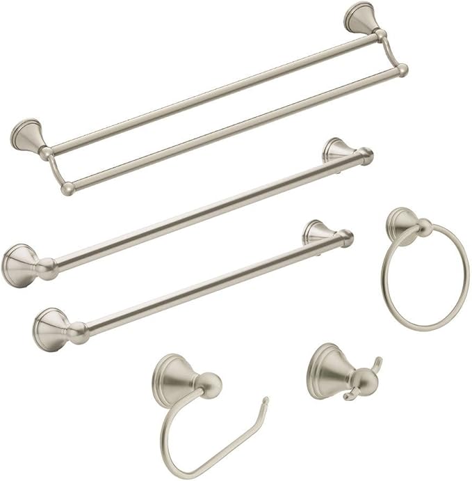 Moen Preston Collection Brushed Nickel 18-Inch Single Bathroom Towel Bar, DN8418BN (Pack of 2)